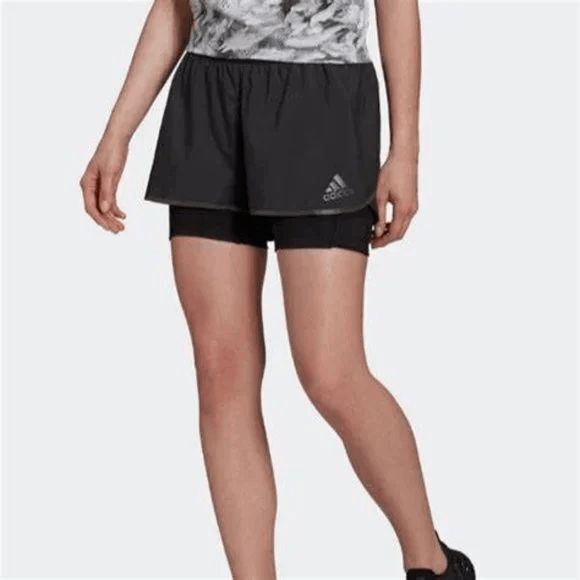 ADIDAS Women's AdiZero Two-in-One AeroREADY Running Shorts NWOT Black Size: XS - Picture 1 of 4